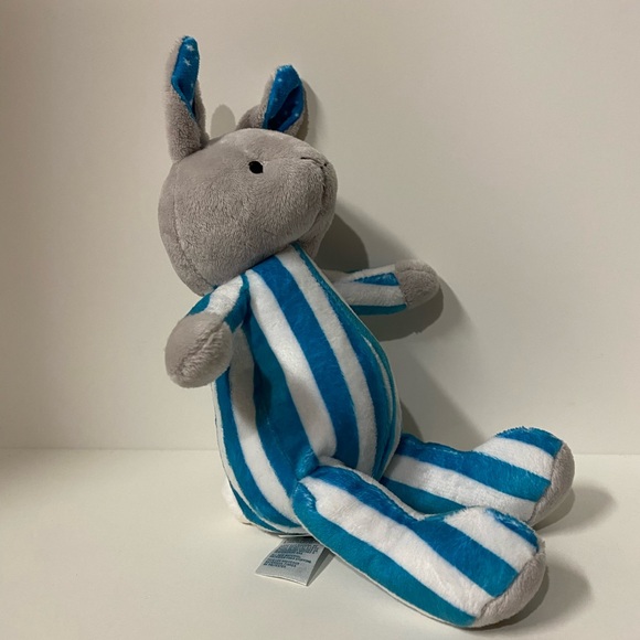 Goodnight Moon Bunny Plush Grey Rabbit Striped Pajamas Stuffed Animal Toy 9 inch - Picture 6 of 11